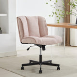 ZUN Armless Desk Chairs with Wheels Office Chair Vanity Chair with Technical Cloth Adjustable Swivel W2725P207687