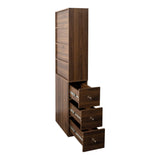 70.87" H Display Storage Cabinet , 4-Tier Shelf, 3 Side Drawers , Modern Wooden Tall Bookshelf W331P281206