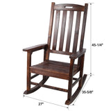 Wooden Oversized Porch Rocker Chair With Wide Seat and Tall Backrest,High Back Smooth Rocking Chairs 44949895