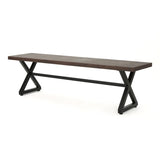 Outdoor Aluminum Dining Bench with Steel Frame, Brown / Black 61625.00BBRNMP1