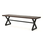 ZUN Outdoor Aluminum Dining Bench with Steel Frame, Brown / Black 61625.00BBRNMP1