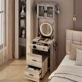 Small Vanity Desk with Mirror and LED Lights, Makeup Table with Charging Station and drawers and 31482463