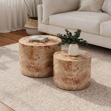 Nesting Coffee Table Set of 2, Modern Round Coffee Table, Wooden Circle Accent Tables for Small W1435P254287