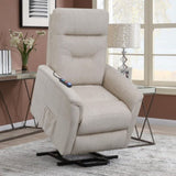 Beige Upholstered Power Lift Recliner with Storage Pocket B062P145449