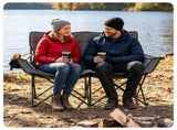 Black Dual Person Heated Folding Camping Chair 4 Heating Zones 3 Temperature Levels, Heavy Duty 660 46989707