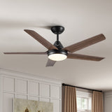 ZUN 48 In Intergrated LED Ceiling Fan Lighting with Brown Wood Grain ABS Blade W1367P171191