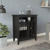 Essential Bar Cabinet, One Open Shelf, Six Built-in Wine Rack, One Drawer -Black B07091856