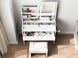 Fashion Vanity Desk with and Lights for Makeup with hair dryer holder and Chair, Vanity 16879326