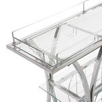 ZUN Contemporary Chrome Bar Cart with Wine Rack Silver Modern Glass Metal Frame Wine Storage 68234028