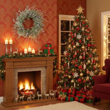 24" Christmas Pine Wreath Pinecone & Greenery Holiday Door Decoration Pre-Lit or Natural Style for 80231284