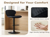 2-Pack Adjustable Height Bar Stools with 360&deg Swivel, Dutch Velvet Upholstered Bar Chai - Black 95222483