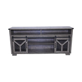 65.3" TV Stand with LED light strips and Iron mesh barn door Y decorative strip country grey W1412P271801