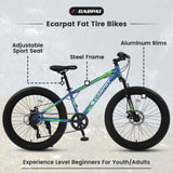 ZUN S24109 Elecony 24 Inch Fat Tire Bike Adult/Youth Full Shimano 7 Speeds Mountain Bike, Dual Disc W709P174687