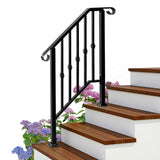 Matte Black Outdoor 2-Step Iron Handrail 50228565