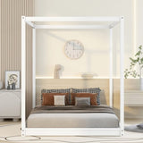 Queen Size Canopy Platform Bed with Support Legs,White WF293232AAK