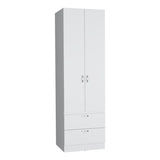 Armoire Wardrove 76" H, Hanging Rod, 2 Drawers, 1 Shelf, White B097P199752