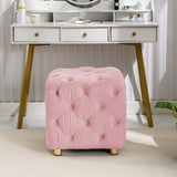 Pink Modern Velvet Upholstered Ottoman, Exquisite Small End Table, Soft Foot Stool,Dressing Makeup W1170103513