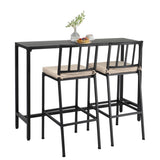 3 Piece Outdoor Patio Bar Set, 55" Rectangular Pub Height High Top Bar Table with 2 Cushioned Bar 97176275