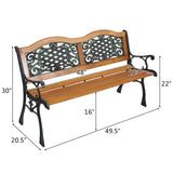 49" Garden Bench Outdoor Patio Park Chair Furniture Hardwood Slats Cast Iron Frame 40097071