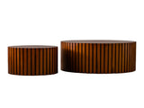 Round Wood Coffee Table for Living Room for Small Space Apartment and No Need Assembly W3081P255018