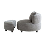 ZUN Modern Chair, Single Teddy Fabric Sofa Chair with Ottoman,SideTable, Foot Rest Comfy Chair for W2582P179755