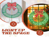36in Pre-lit Outdoor Christmas Wreath Decoration, Lighted Metal Wreath with Red Bow, Remote Control 35600914