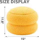 Storage Ottoman, Round Teddy Velvet Footrest with Tray, Macaron-Shaped Stool, Modern Side Table, 72119708