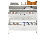 Metal Cabinet White - 2 Flip Drawers Open Storage Layer Rack, Slim 11.8"D Freestanding Steel T2398P482740