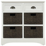 Rustic Storage Cabinet with Two Drawers and Four Classic Rattan Basket for Dining Room/Living Room 05936354