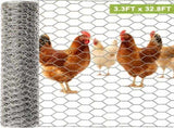 Chicken Wire Mesh Roll 3.3ft x 32.8ft, Galvanized Rustproof Hexagonal Wire Mesh for Gardening, 90878717