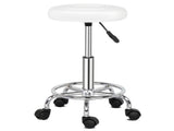 Round Stool with Lines Rotation Bar Stool White 44812868