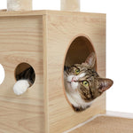 ZUN Modern Luxury Cat Tree Wooden Multi-Level Cat Tower Cat Sky Castle With 2 Cozy Condos, Cozy Perch, 30428958