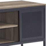 ZUN Rustic Oak and Black 1-Drawer TV Stand B062P209414