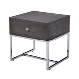 Grey Oak and Chrome Storage End Table B062P189217