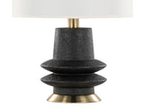 Lloyd 26" Contemporary Polyresin Table Lamp in Sanded Matte Black Polyresin, Modern Brass and White B202P224002