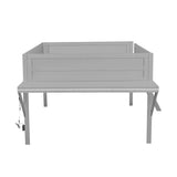 Wood Full Size Gaming Loft Bed with Desk and LED, Grey 86125972