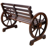 2-Person Wooden Wagon Wheel Bench for Backyard, Patio, Porch, Garden, Outdoor Lounge Furniture W465P222613