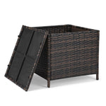 ZUN Outdoor PE Wicker Side Table with Storage, Patio Rattan End Table Square Container for Furniture 64589398