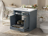 24" Bathroom Vanity with Integrated Ceramic Sink, Bathroom Cabinet with 2 Doors, 1 Tip-out Drawer, N710P341037C