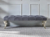 Decor Maxem Tufted Fabric Upholstered Bench Nailhead Trim , Gray T2574P164595