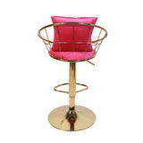 Rose Red velvet bar chair, pure gold plated, unique design,360 degree rotation.adjustable W117094402