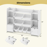 White Multi-Functional Kids Storage Shelf - Toy OrganizerBookcase, 56"x12"x39", Anti-Toppling, 86189932