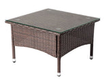 20" Patio Side Table, Outdoor Patio Wicker Square End Table, All-Weather Rattan Coffee Table w/Glass 24168620