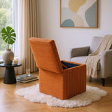 Orange Corduroy Storage Ottoman with Rubber Feet Compact Soft Cube Seat, 424244cm 31608357
