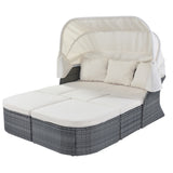 ZUN Outdoor Patio Furniture Set Daybed Sunbed with Retractable Canopy Conversation Set Wicker Furniture 27150483