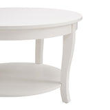 Traditional Round Coffee with Open Storage Shelf,2-Tier Storage Wood Center Circle Accent W1693P216918