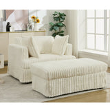 47.7'' Oversized Corduroy Chaise Longue with Ottoman, Deep Seat Reclining Chair Sofa, W1628P206066