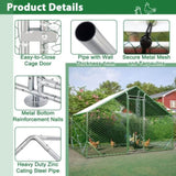 ZUN 10 ft. x 6.6 ft. Large Metal Walk-In Chicken Coop Galvanized Poultry Cage with Roosting Bar Farm Hen W2505P160535