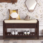 ZUN TREXM Shoe Rack with Cushioned Seat and Drawers, Multipurpose Entryway Storage Bench WF195386AAP