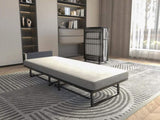 Metal Folding Bed Frame with Foam Mattress of Pockets, Easy Storage and Movable with 4 Castors 48698586